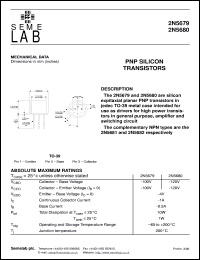 2N5680 datasheet: 120V Vce, 1A Ic, 30MHz PNP bipolar transistor 2N5680