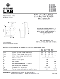 BDX63 datasheet: 80V Vce, 8A Ic, 7MHz NPN bipolar transistor BDX63