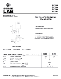 BFX39 datasheet: 55V Vce, 1A Ic, 100MHz PNP bipolar transistor BFX39