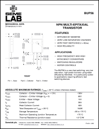 BUP56 datasheet: 60V Vce, 30A Ic NPN bipolar transistor BUP56