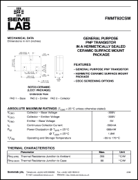 FMMT92CSM datasheet: 300V Vce, 0.5A Ic, 50MHz PNP bipolar transistor FMMT92CSM