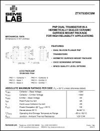 ZTX753DCSM datasheet: 120V Vce, 2A Ic, 140MHz PNP bipolar transistor ZTX753DCSM