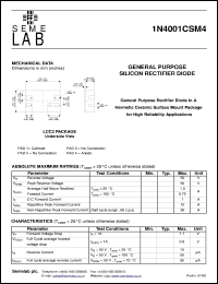 1N4001CSM4 datasheet: 50V, 1A Rectifier diode 1N4001CSM4