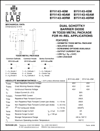 BYV143-40AM datasheet: 40V, 2x26A Dual Schottky common anode Rectifier diode BYV143-40AM