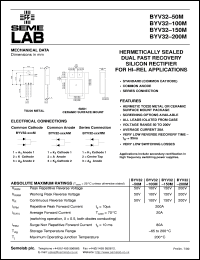 BYV32-200M datasheet: 200V, 2x10A Dual Fast Recovery common cathode Rectifier diode BYV32-200M