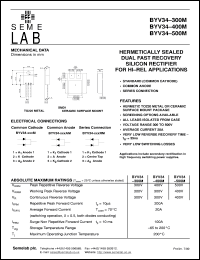 BYV34-300M datasheet: 300V, 2x10A Dual Fast Recovery common cathode Rectifier diode BYV34-300M