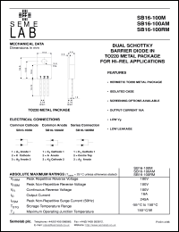 SB16-100AM datasheet: 100V, 16A Dual Schottky common anode Rectifier diode SB16-100AM