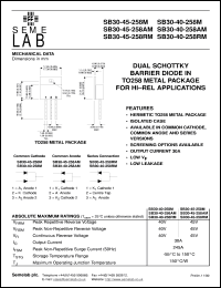 SB30-40-258RM datasheet: 40V, 30A Dual Schottky Series Rectifier diode SB30-40-258RM