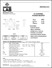 2N6782LCC4 datasheet: 100V Vdss N-Channel FET (field effect transistor) 2N6782LCC4