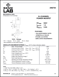 2N6794 datasheet: 500V Vdss N-Channel FET (field effect transistor) 2N6794