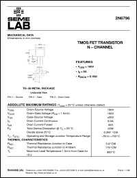 2N6796 datasheet: 100V Vdss N-Channel FET (field effect transistor) 2N6796