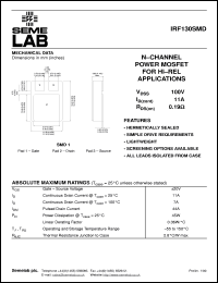 IRF130SMD datasheet: 100V Vdss N-Channel FET (field effect transistor) IRF130SMD