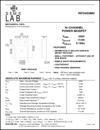 IRF240SMD datasheet: 200V Vdss N-Channel FET (field effect transistor) IRF240SMD