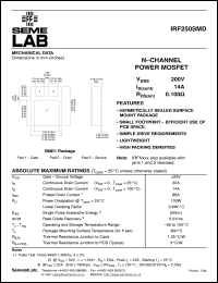 IRF250SMD datasheet: 200V Vdss N-Channel FET (field effect transistor) IRF250SMD