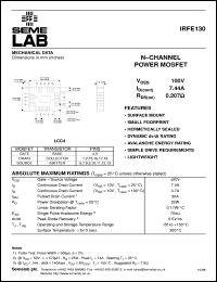 IRFE130 datasheet: 100V Vdss N-Channel FET (field effect transistor) IRFE130