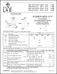 SML1001R1AN datasheet: 1000V Vdss N-Channel FET (field effect transistor) SML1001R1AN