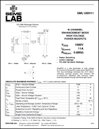 SML100H11 datasheet: 1000V Vdss N-Channel FET (field effect transistor) SML100H11