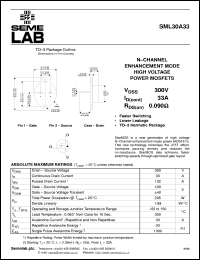 SML30A33 datasheet: 300V Vdss N-Channel FET (field effect transistor) SML30A33