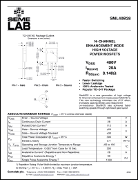 SML40B28 datasheet: 400V Vdss N-Channel FET (field effect transistor) SML40B28