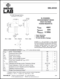 SML40H19 datasheet: 400V Vdss N-Channel FET (field effect transistor) SML40H19