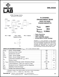 SML50S20 datasheet: 500V Vdss N-Channel FET (field effect transistor) SML50S20