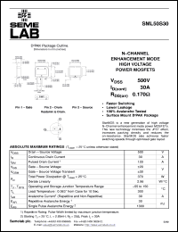 SML50S26 datasheet: 500V Vdss N-Channel FET (field effect transistor) SML50S26