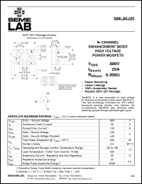 SML80J25F datasheet: 800V Vdss N-Channel+Fred FET (field effect transistor) SML80J25F