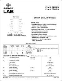 IP1M10J-883B datasheet: 200mA Dual H Bridge IP1M10J-883B