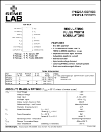 IP3525AD datasheet: Regulating Pulse Width Modulator IP3525AD