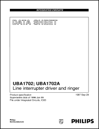 UBA1702AT/C1 datasheet: Line interrupter driver and ringer UBA1702AT/C1