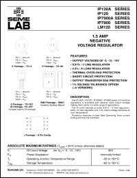 IP120AG-05-BSS2 datasheet: 1.5A, 5V Negative Voltage Regulator IP120AG-05-BSS2