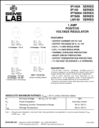 IP140AK-12-BSS2 datasheet: 1.0A, 12V Positive Voltage Regulator IP140AK-12-BSS2