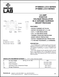 IP78M15LCC4 datasheet: 0.5A, 15V Positive Voltage Regulator IP78M15LCC4