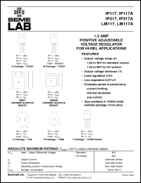 IP117AHVG-DESC datasheet: 1.5A Adjustable Positive Voltage Regulator IP117AHVG-DESC