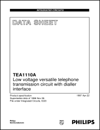 TEA1110A/C1 datasheet: Low voltage versatile telephone transmission circuit with dialler interface TEA1110A/C1