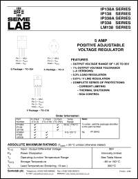 IP138AK-883B datasheet: 5.0A Adjustable Positive Voltage Regulator IP138AK-883B