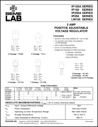 IP150AG-DESC datasheet: 3.0A Adjustable Positive Voltage Regulator IP150AG-DESC