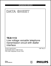 TEA1113/C1 datasheet: Low voltage versatile telephone transmission circuit with dialler interface TEA1113/C1