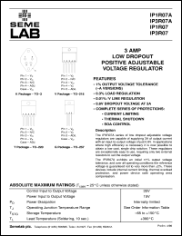 IP1R07AK-883B datasheet: Adjustable Positive Voltage Regulator - Low Drop Out IP1R07AK-883B
