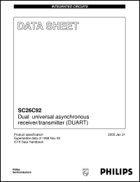 SC26C92A1A datasheet: Dual universal asynchronous receiver/transmitter (DUART) SC26C92A1A