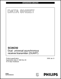 SC26C92A1B datasheet: Dual universal asynchronous receiver/transmitter (DUART) SC26C92A1B