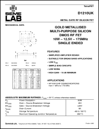 D1210UK datasheet: 12.5V, 10W, 1MHz-175MHz single-edded RF D1210UK