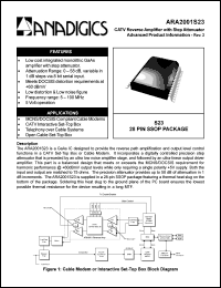 ARA2001S23 datasheet: CATV reverse amplifier with step attenuator ARA2001S23