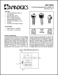 AMT128503AT56F datasheet: 125 Gb/s integrated 850 nm MSM-TIA AMT128503AT56F