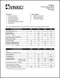 ATA30013 datasheet: Transimpedance amplifier SONET OC-48 ATA30013