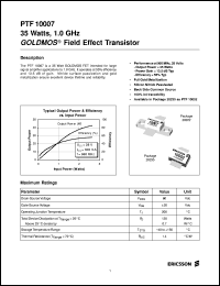 PTF10007 datasheet: 35 watts, 1.0 GHz GOLDMOS field effect transistor PTF10007