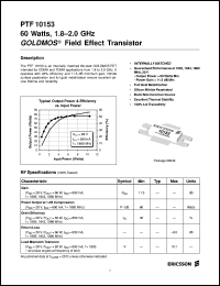 PTF10153 datasheet: 60 watts, 1.8-2.0 GHz GOLDMOS field effect transistor PTF10153