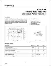 PTB20156 datasheet: 8 watts,1350-1850 MHz microwave power transistor PTB20156