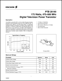PTB20190 datasheet: 175 watts, 470-806 MHz digital television power transistor PTB20190