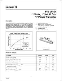 PTB20191 datasheet: 12 watts, 1.78-1.92 GHz RF power transistor PTB20191